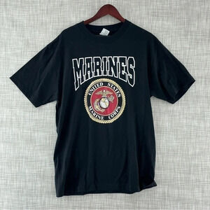 EUC Marines shirt Size Large black short sleeve 8130